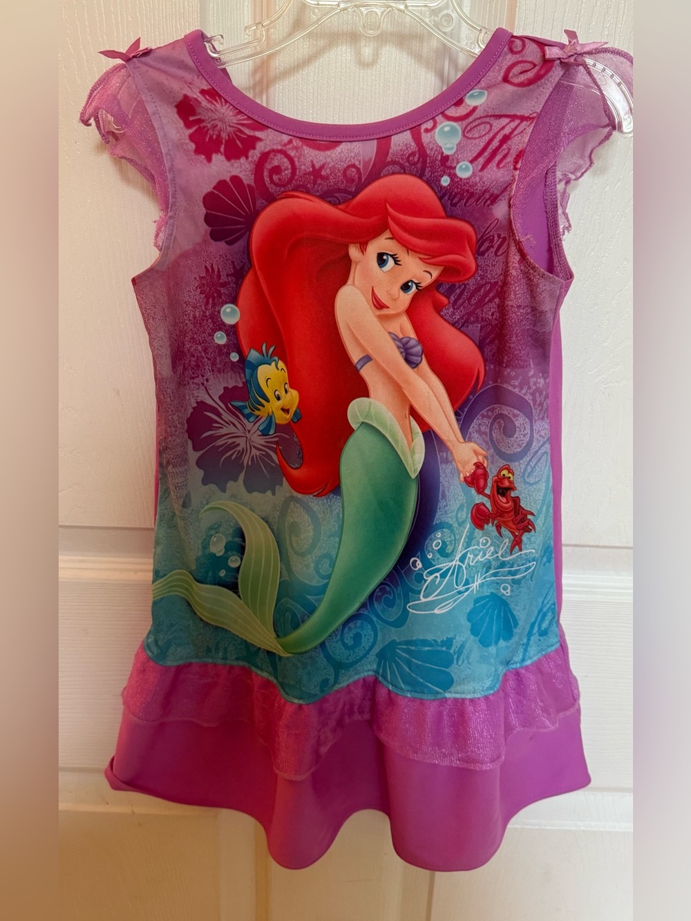 Disney Store The Little Mermaid Ariel Girls' Ruffle Nightgown Pajama Dress